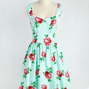 ModCloth Sight for Sunrise Mint Rose Pinup Dress
